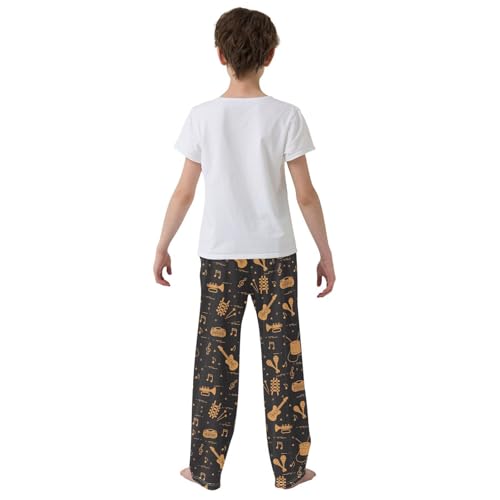 ZZXXB Guitar Maraca Boys Long Pants Soft Trousers Elastic Waist Kids Lounge Bottoms with Pockets S-XL3