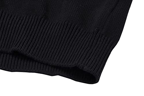 Magnivit Men's Winter Sweater Quarter Zip Fleece Solid Pullover Black Light Grey #TOP4