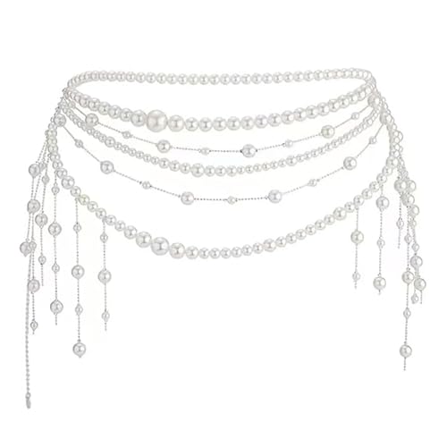 Elegant Pearl Waist Chain Belt for Women-Pearl Belt Body Chain Tassel Design Perfect for Bridal and Wedding Dresses
