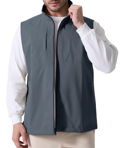Image of Susclude Men's Quick Dry Lightweight Softshell Vest Windproof Sleeveless Jacket for Fishing Work Golf Hiking Casual Travel
