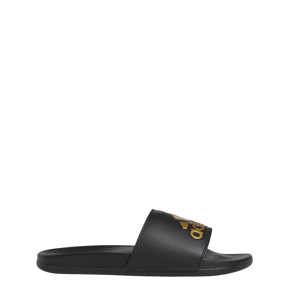 Unisex Adilette Comfort Slide Sandal, Black/Gold Metallic/Black, 7 US Women