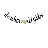 Double Digits Banner, Fun Paper Sign for 10th Birthday Party Supplies, Black 10th Birthday Party Decorations