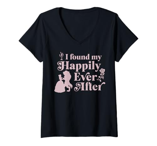 T-shirt Disney Beauty and the Beast col V pour femme coupe élégante