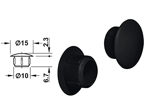 cyclingcolors 10 x Cover Caps Plastic Blanking Hole Plugs Blanking Plugs Cover Furniture (Diameter 10 mm/Black RAL 9005) - Image 2
