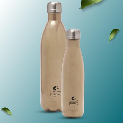 Image of Clay Craft Vacbott Fiesta Double Wall Combo Set of 2 (500ml, 1000ml)|18 Hours Hot and 24 Hours Cold Vacuum Insulated Flask Bottle|Steel Bottle|Travelling|BPA-Free|BIS Certified|1Year Limited Warranty