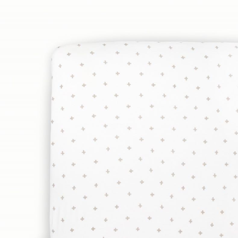 Image of Little Unicorn Premium Stretch Knit Crib Sheet |Super Soft with Optimal Stretch (Grey Cross)