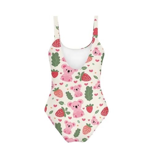 Image of One Piece Bathing Suit for Girl Kids Cute Beach Sport Swimwear U Back Scoop Neck Summer Swimming Pool Beachwear