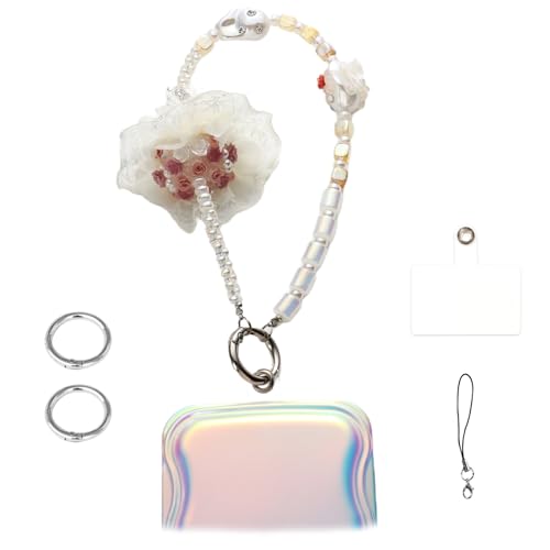 XODITO Pearl Phone Wrist Strap Fancy Phone Charms Original Design iphone Bracelet for Women (Rose)