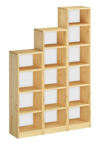 Erst-Holz Étagère en pin Massif Naturel, bibliothèque Classique, sélectionnable en 3 hauteurs V-90.82-40120 cm
