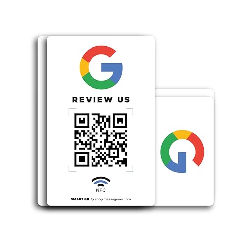 MESSAGENES | Carte Avis Google QR et NFC | Carte NFC Google Avis | PACK 2 Unités | Plaque Google QR et NFC | Obtenez des Avis Facilement | NFC + QR Code...