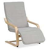 Homestyle4u Schwingstuhl Relaxsessel mit Liegefunktion Cord Hellgrau mit...