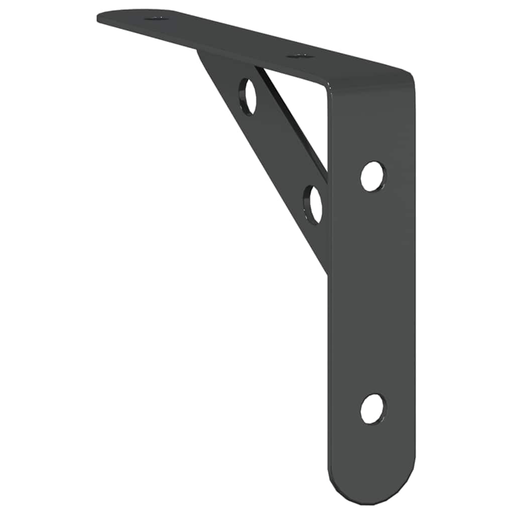 4 soportes para estanterías, 15 x 2,5 x 11,5 cm, acero inoxidable negro, 3 mm de grosor, 50 kg de carga, para estanterías de pared DIY, soportes robustos para estanterías, estanterías de