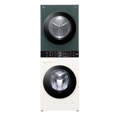 LG WashTower WT1210EGF Colonna Bucato, Lavatrice e Asciugatrice Insieme, Lavatrice 12 Kg Classe A -10% e Asciugatrice 10 kg Classe A+++, Pannello Unico, TurboWash360, Lavaggio a vapore, Beige Green