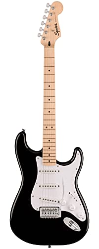 Image of Fender Squier Sonic Stratocaster - Black Bundle with Frontman 10G Amp, Cable, Tuner, Strap, Picks, and Austin Bazaar Guitar DVD