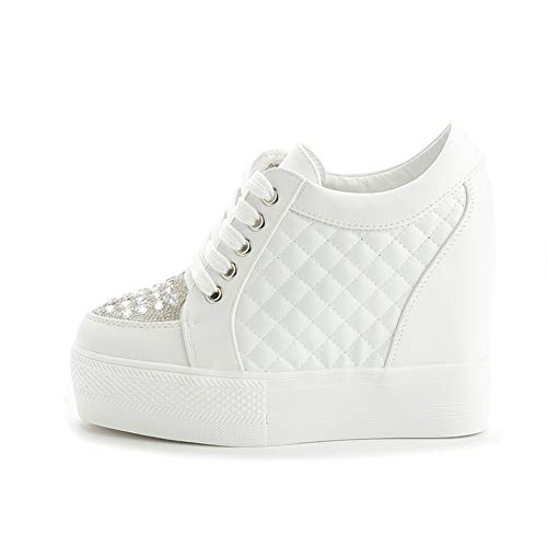 Image of ACE SHOCK Women Wedges Sneakers with Hidden Heel Ankle High Platform Walking Shoes Fashion Bride Wedding Shoes