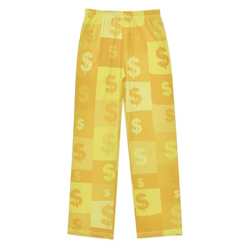 Boys' Pants Money Currency Symbols Yellow Long Bottoms Jogger Pants Elastic Waist Trousers with Pockets S-XL