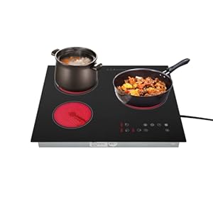 3 Burner Electric Cooktop, 2600W 110V Electric Ceramic Cooktop Built-in Electric Stove Top with 4 Electric Burners, 9 Heating Level and Kid Safety Lock, Sensor Touch Control