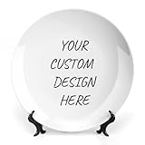 YXJOYLE Custom Ceramic Plate,Personalized Decorative Plate Your Own Design Photo Text Display Dish Wall Plate Unique Gifts for Family Friends Couples Christmas Birthday Wedding Gifts 7inch