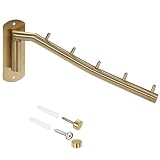 Sumnacon Stainless Steel Clothes Hanger Rack-Wall Mount Garment Hook with Swing Arm, Sturdy Coat Robe Storage Organizer for Laundry Room Bedrooms Clothing Drying Rack with 5 Hooks, Gold