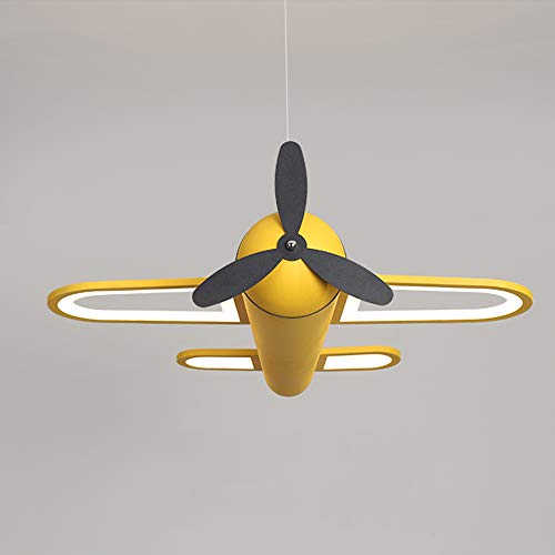 RCYF Plafonnier LED Avion, Lampe de Plafond Créatif pour Enfants Chambre Garçon Fille, Lustre Suspension Moderne, 42W Lumière Chaude, Jaune