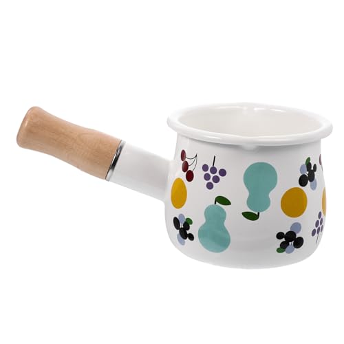 FIXOSHEE Cazuela Esmaltada Pequeña para Leche Sartén Portátil con Plano para Calentar Leche y Comida para Bebés Ligera y Fácil de Limpiar para Menaje de Cocina
