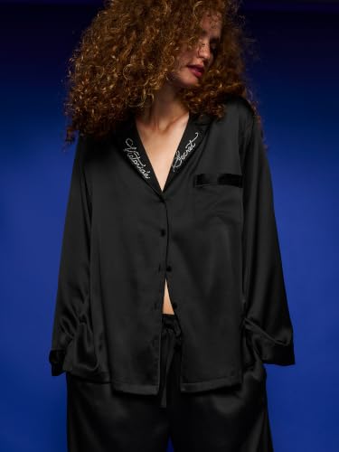 Image of Victoria's Secret Women's Satin Pajama Set, Long Sleeve Button Down Shirt & Pants