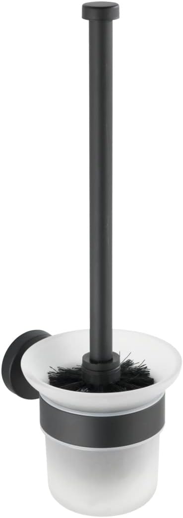 Wenko Bosio Toilet Brush Holder, Stainless Steel, Black, 35 x 14 x 10 cm