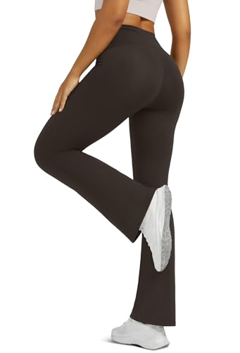 Image of Flare Leggings for Women Yoga Pants with Pockets High Waisted Crossover Flare Leggings Bootcut Casual Yoga Pants