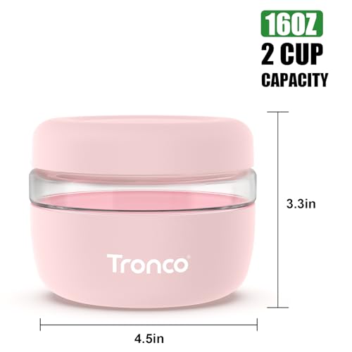 Image of Tronco 16 oz Glass Food Storage & Lunch Bowl Containers with Airtight Lids