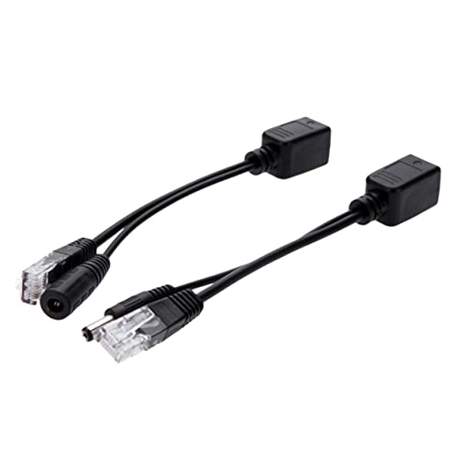 2pcs Poe Injector Wire Splitter Full Cable Adapter para Cámaras IP y Dispositivos Inalámbricos Negro miniatura 1