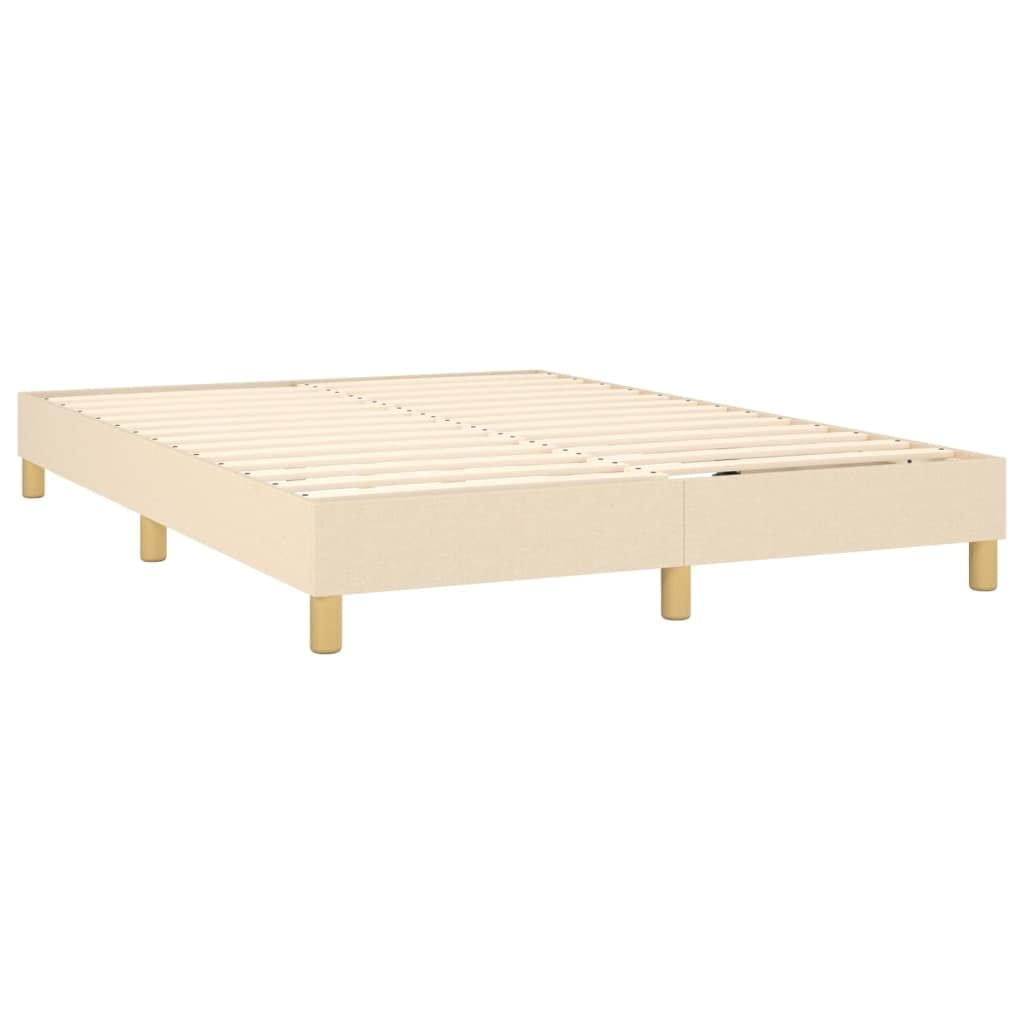 Tkanina z regulowanym zagłówkiem LED 140x200 cm Kremowy | Łóżko kontynentalne 140x200 cm z materacem kieszeniowym i LED, kremowe, tkanina, z regulowanym zagłówkiem do sypialni