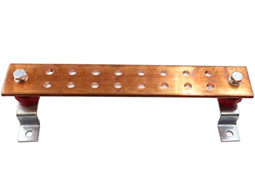 Lby .24"X 1.97"X 11.8" Wall Mounted Copper Ground Bar Kit, With 16 Terminal Positions,Copper Grounding Busbar Bar Kit #TOP1