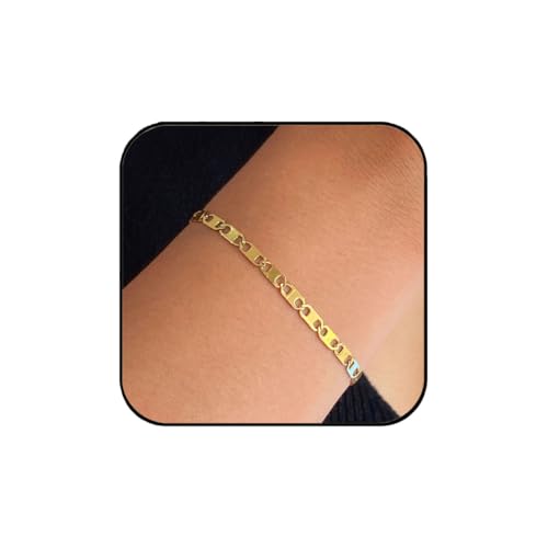 Aluinn Flat Mariner Gold Bracelets for Women Gold Plated Bracelets Adjustable Chain Dainty Gold Jewelry Gifts for Women