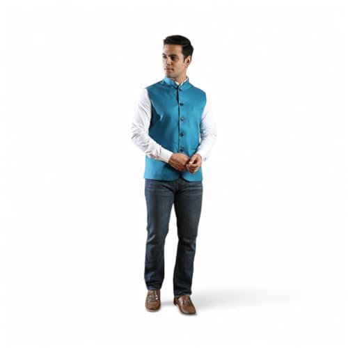 Image of Ethluxis Men's Designer Solid Nehru Jacket /Waist Coat /Bandhgala