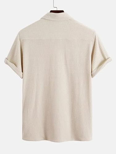 Image of ColorChakra Mens Waffle Knit Polo Tshirt Collar Knitted Shirt for Men M to 3XL