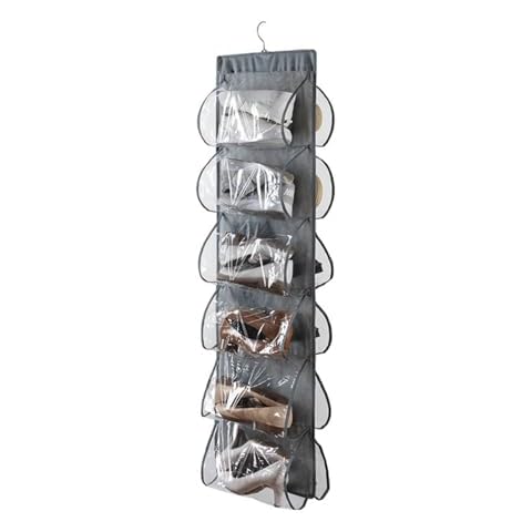 HAN SHENG 12 Pockets Hanging Shoe Organizer Dual Sided Shoe Holder Rack Clear Shoes Handbags Hanging Organizer with Roating Hanger Cover