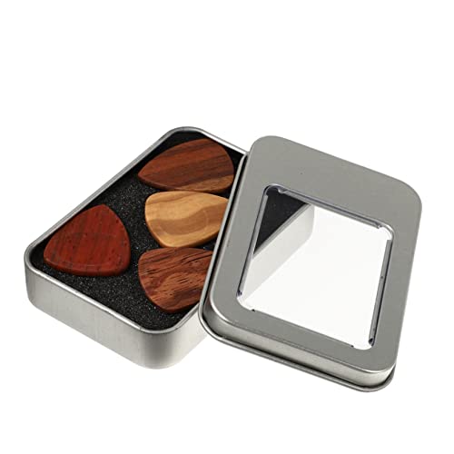 OFFSCH 木製ギターピック 箱 フォーク エレキ対応 ソリッドウッド製 軽量 滑らかな表面 音色を損なわず演奏しやすいギターアクセサリー