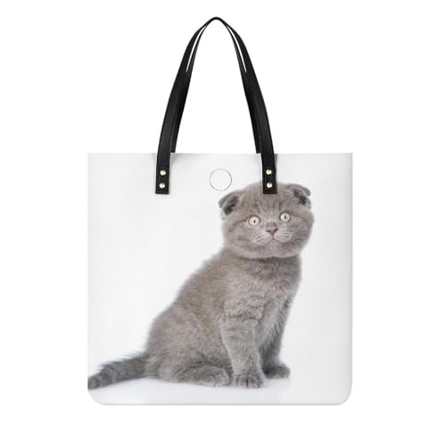 Sac shopping chat gros mignon pour femmes | Grand tote bag de voyage en toile 39x39cm