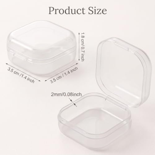 Image of 6 Pieces Mini Plastic Clear Beads Storage Containers Box for Collecting Small Items, Beads, Jewelry, Business Cards, Game Pieces, Crafts (1.37 x 1.37 x 0.7 Inch)