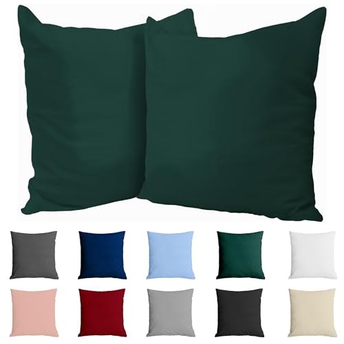 Kissenbezug 50x50 Baumwolle Renforcé (2er-Set) - Grün - Dicht gewebt mit 57 Fäden/cm² - Kissenhülle 50x50 cm - Oeko Tex Zertifiziert - Dreamzie Kissenbezug 50x50 Baumwolle Renforcé (2er-Set) - Grün - Dicht gewebt mit 57 Fäden/cm² - Kissenhülle 50x50 cm - Oeko Tex Zertifiziert - Dreamzie
