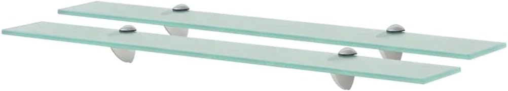 Floating Shelf Set of 2, Clear Tempered Safety Glass, 27.6 x 3.9 Inch, Wall Mounted for Bathroom Kitchen Living Room Decor