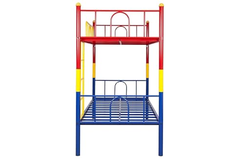 Image of Trios Single Size Kids Bunk Bed Without Storage Twin Over Twin Metal Bunk Beds for Kids | Double Decker Bed for Kids Room Furniture | Multicolor - 66 x 75 x 32 Inches(Design 3 (Multicolor-1)
