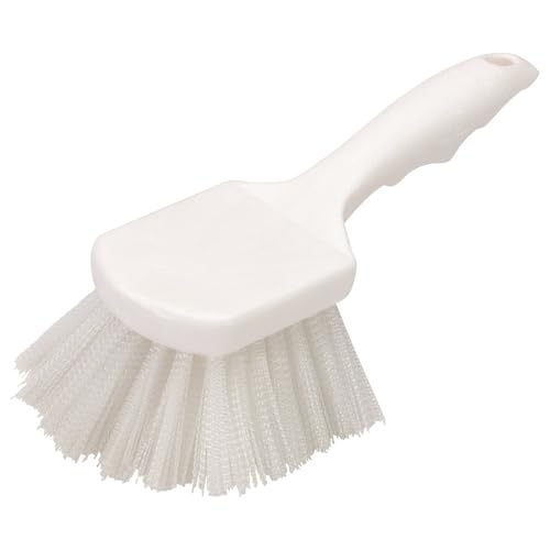 Image of SPARTA Flo-Pac 8 inch Utility Scrub Brush with 2 inch Nylon Bristles, Plastic Pistol Grip Handle, Commercial Handheld Cleaning Brush, White