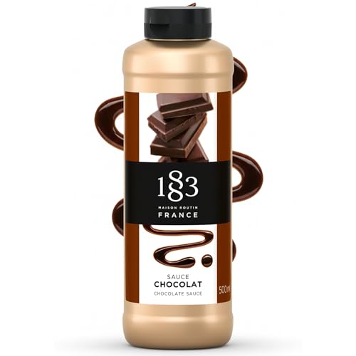 1883 Maison Routin Chocolate Sauce 500ml Gourmet Topping for Desserts Cocktails Hot Chocolates Made with Natural Cocoa Vegetarian Nut-Free Gluten-Free Squeezy Bottle for Easy Use