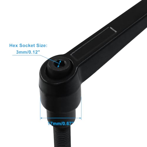 Image of Adjustable Clamping Lever Handle M8 x 32mm Male Thread | 2Pcs, Push Button Ratchet Lever Knob, Rotating Screw Handles Bolts, Locking Lever
