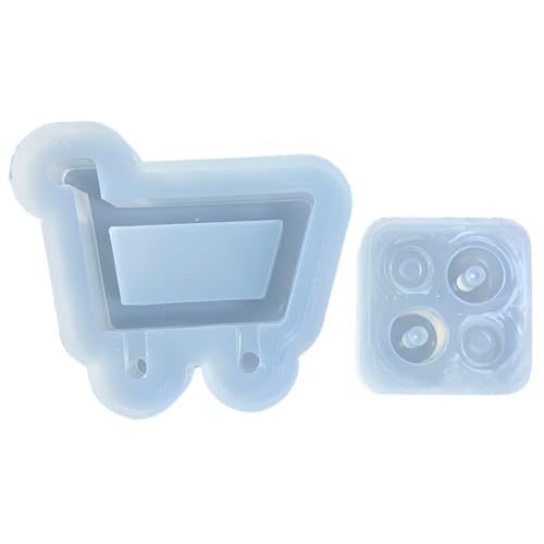 Molde de silicona flexible para carrito de la compra, para carrito de compras, colgante de cristal para clases de manualidades, carrito de cristal