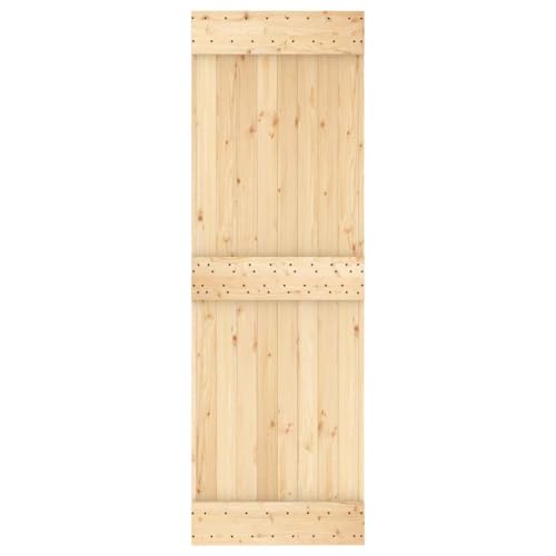 Puerta corrediza de madera de pino maciza de 70 x 210 cm, para diseño moderno del hogar, fácil instalación con riel, gama Narvik