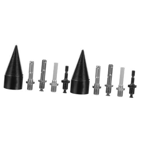 POPETPOP 2 Juegos Abridor De Agujeros Rajadora De Troncos Astillador De Troncos Partidora Troncos Partidor Madera Cable Carburo Broca Para Leña Broca Para Madera Acero Grey 5 Piezas * 2