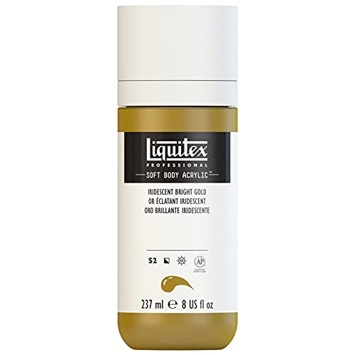 Liquitex 1923234 - Pintura acrílica profesional (cuerpo suave, consistencia cremosa, alta pigmentación, resistente a la luz y al envejecimiento, botella de 237 ml), color dorado claro iridiscente