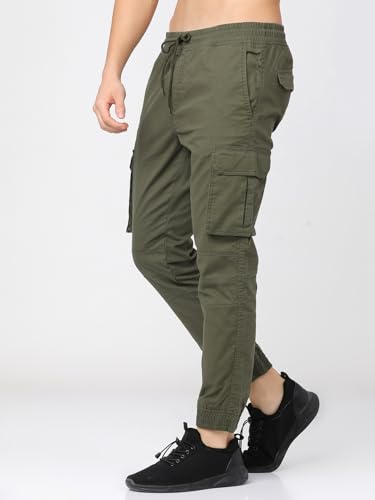 Image of Highlander Men's Cargo Jogger Trousers | Perfect for Casual Outings,Travel & Work Wear with Utility Pockets